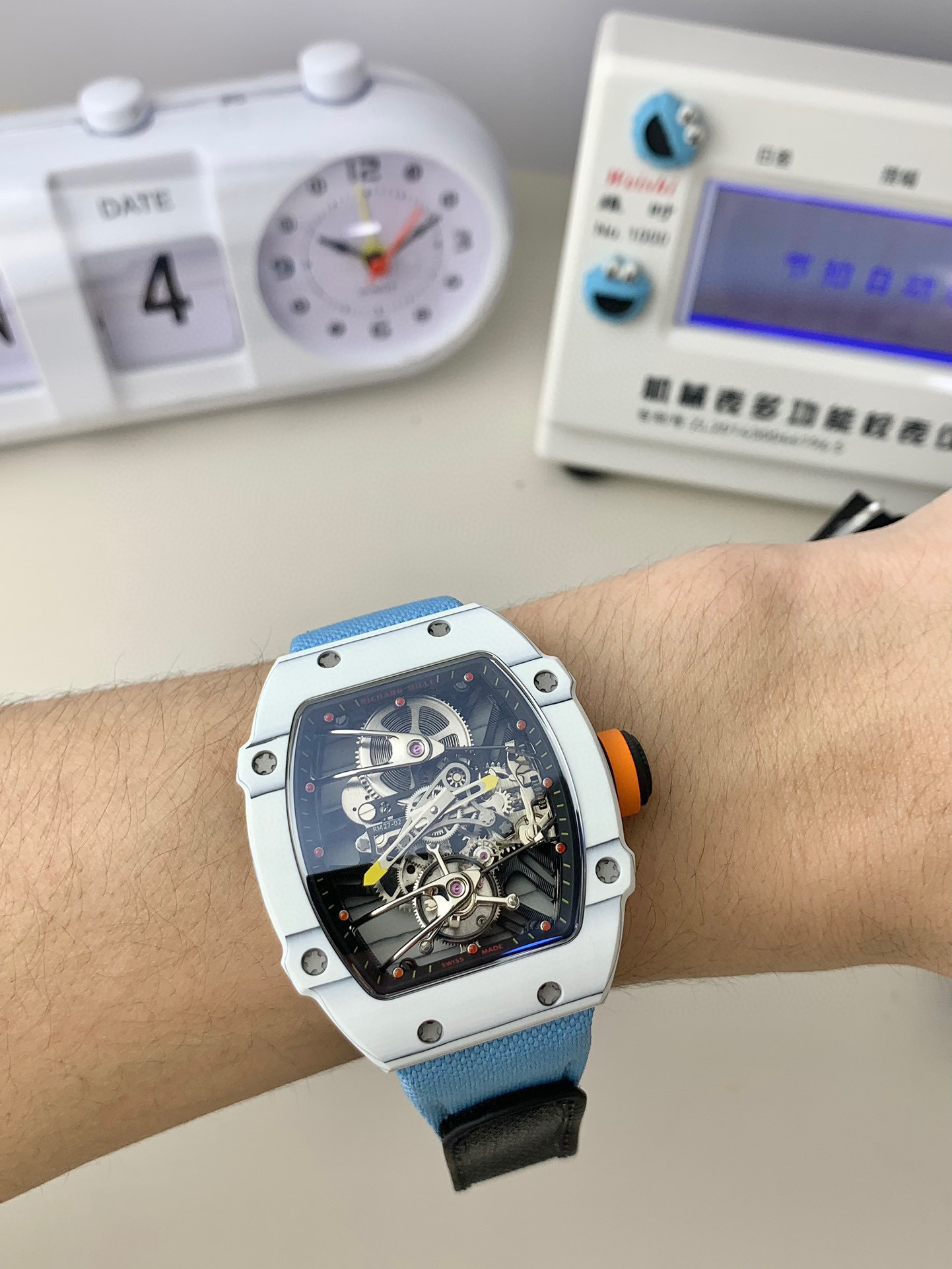 Top-grade watches 07799 Richard Mille RM27-02 Rafael Nadal Tourbillon White Carbon