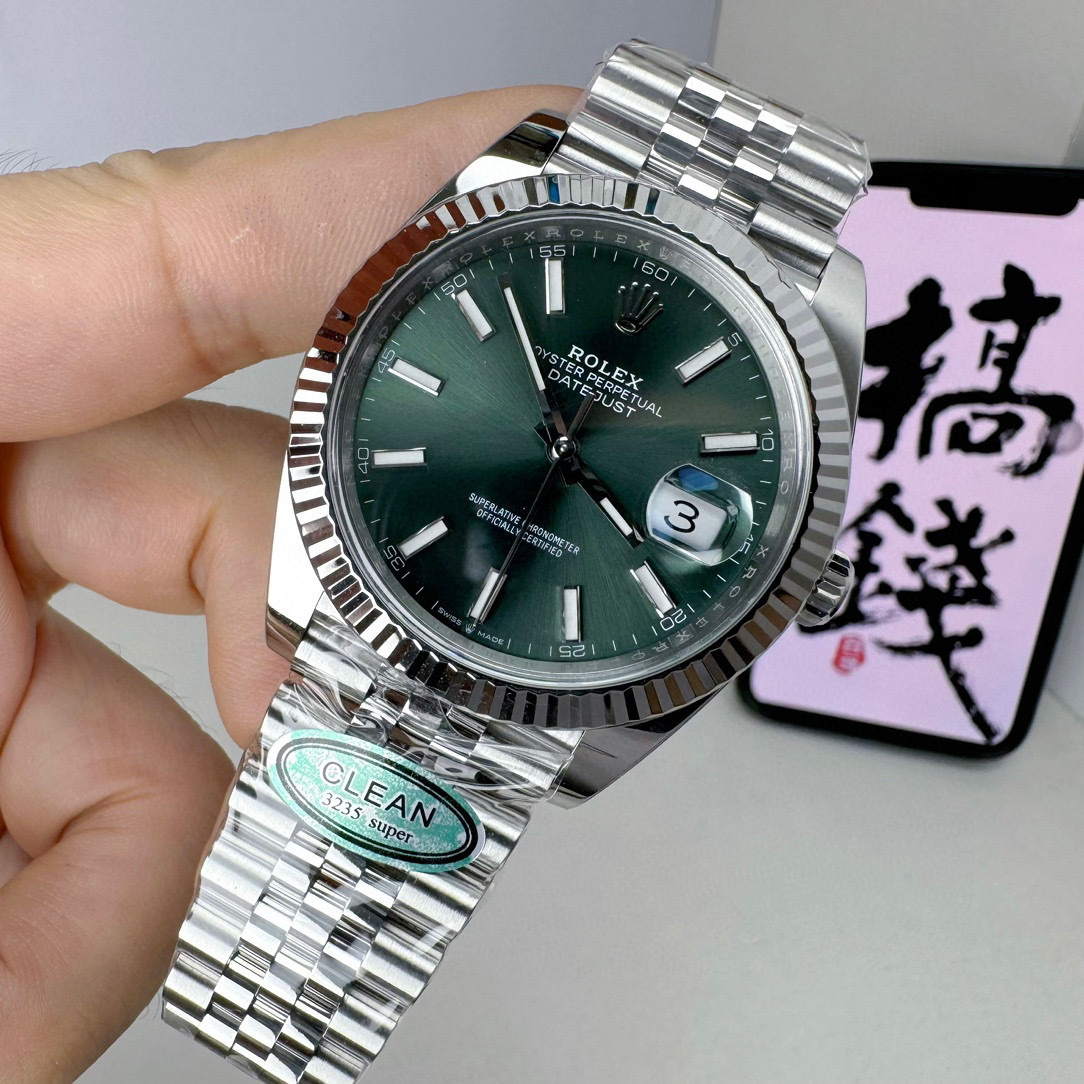 Rolex  Datejust 41 Mint Green Dial Automatic Men’s Steel and White Gold Jubilee Watch