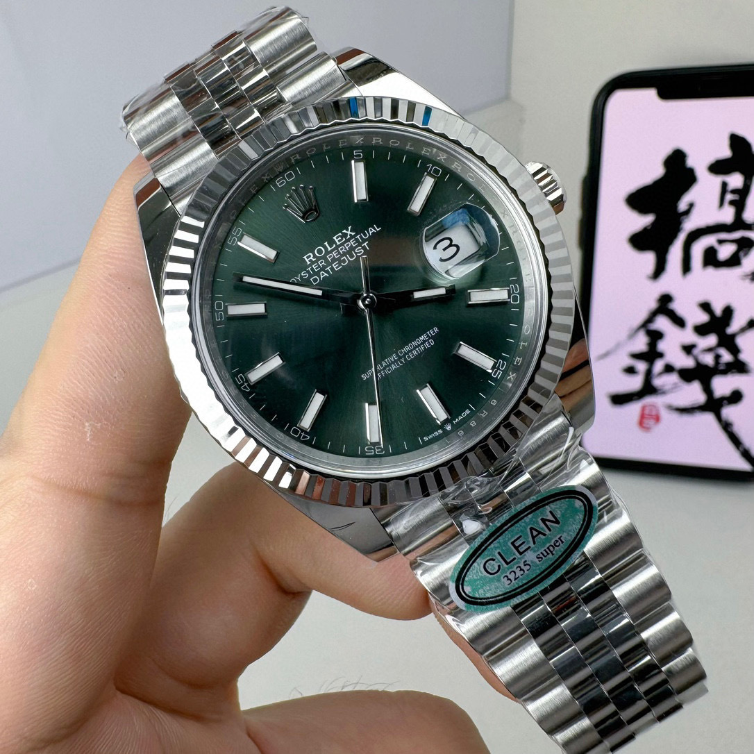 Rolex  Datejust 41 Mint Green Dial Automatic Men's Steel and White Gold Jubilee Watch