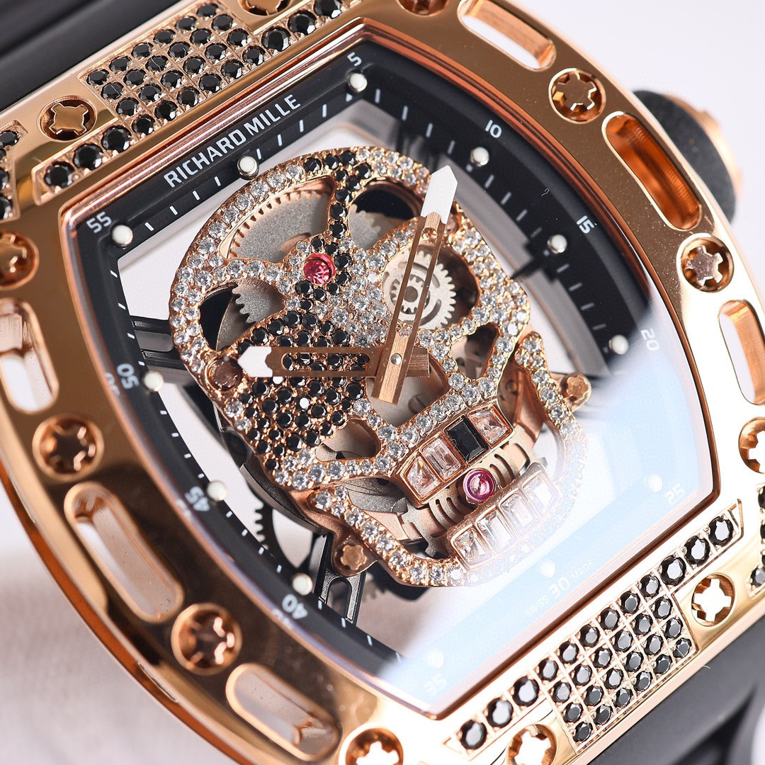 Top-grade watches 07876 Richard Mille 1:1 RM 052 Skull Tourbillon gold-plated watch