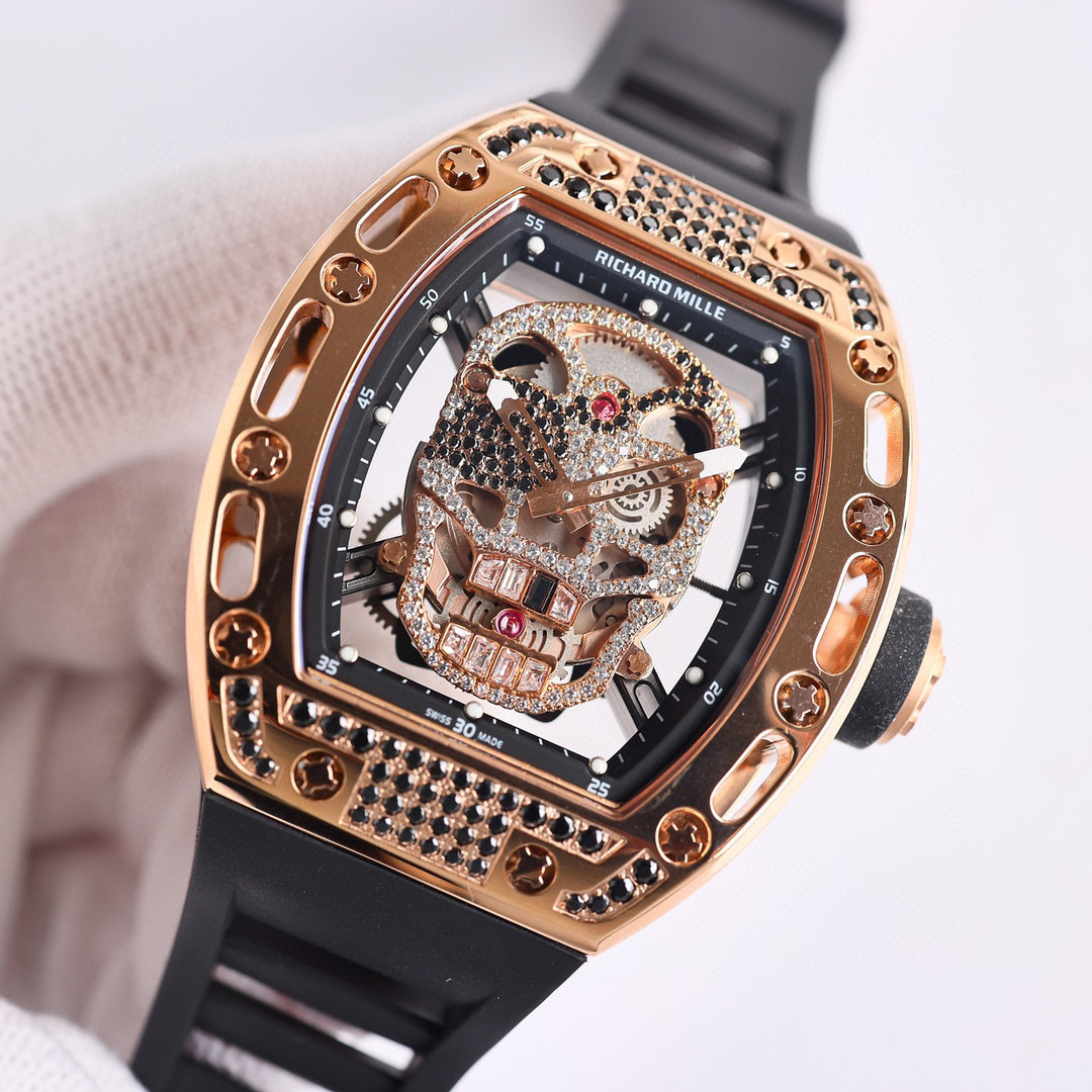 Top-grade watches 07876 Richard Mille 1:1 RM 052 Skull Tourbillon gold-plated watch
