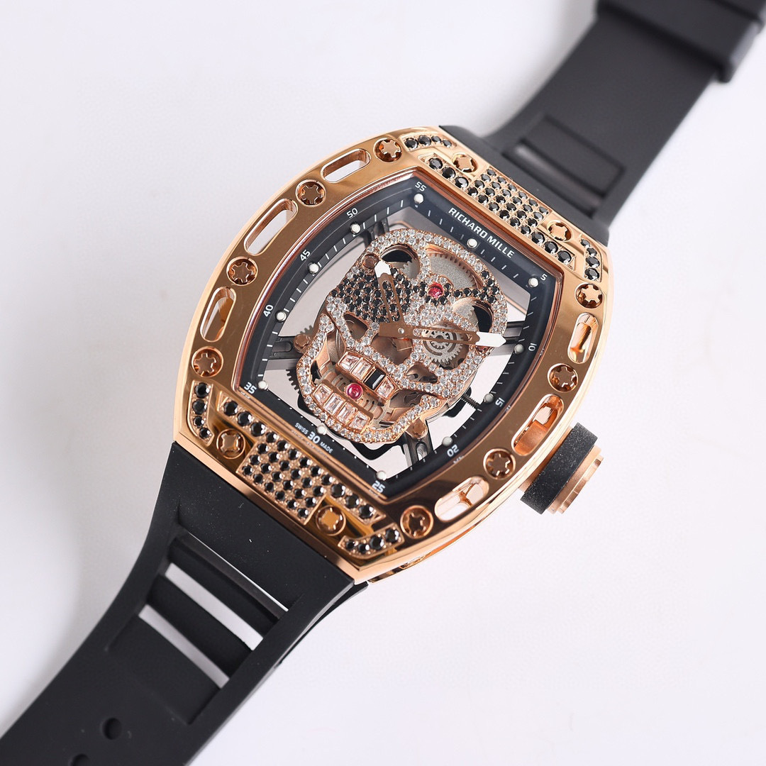 Top-grade watches 07876 Richard Mille 1:1 RM 052 Skull Tourbillon gold-plated watch