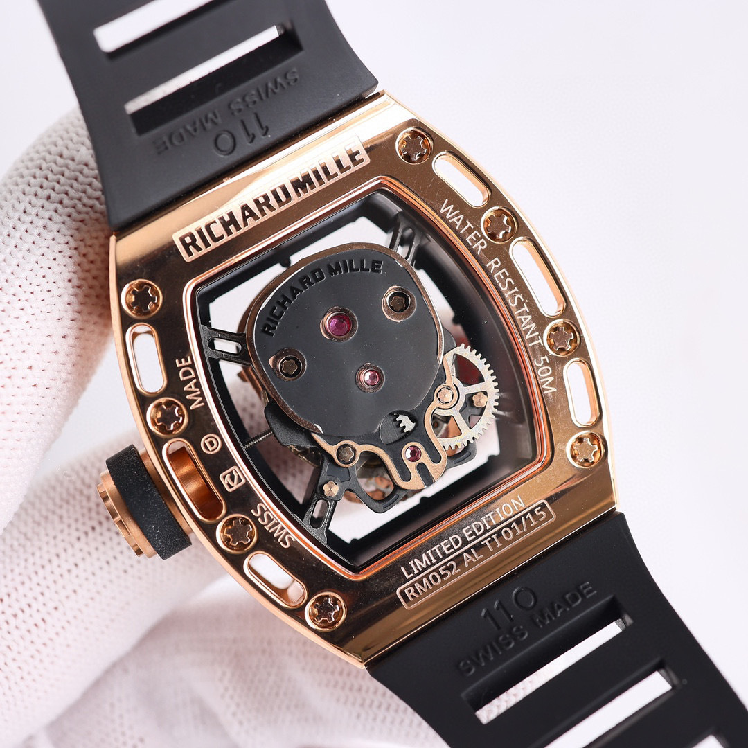 Top-grade watches 07876 Richard Mille 1:1 RM 052 Skull Tourbillon gold-plated watch