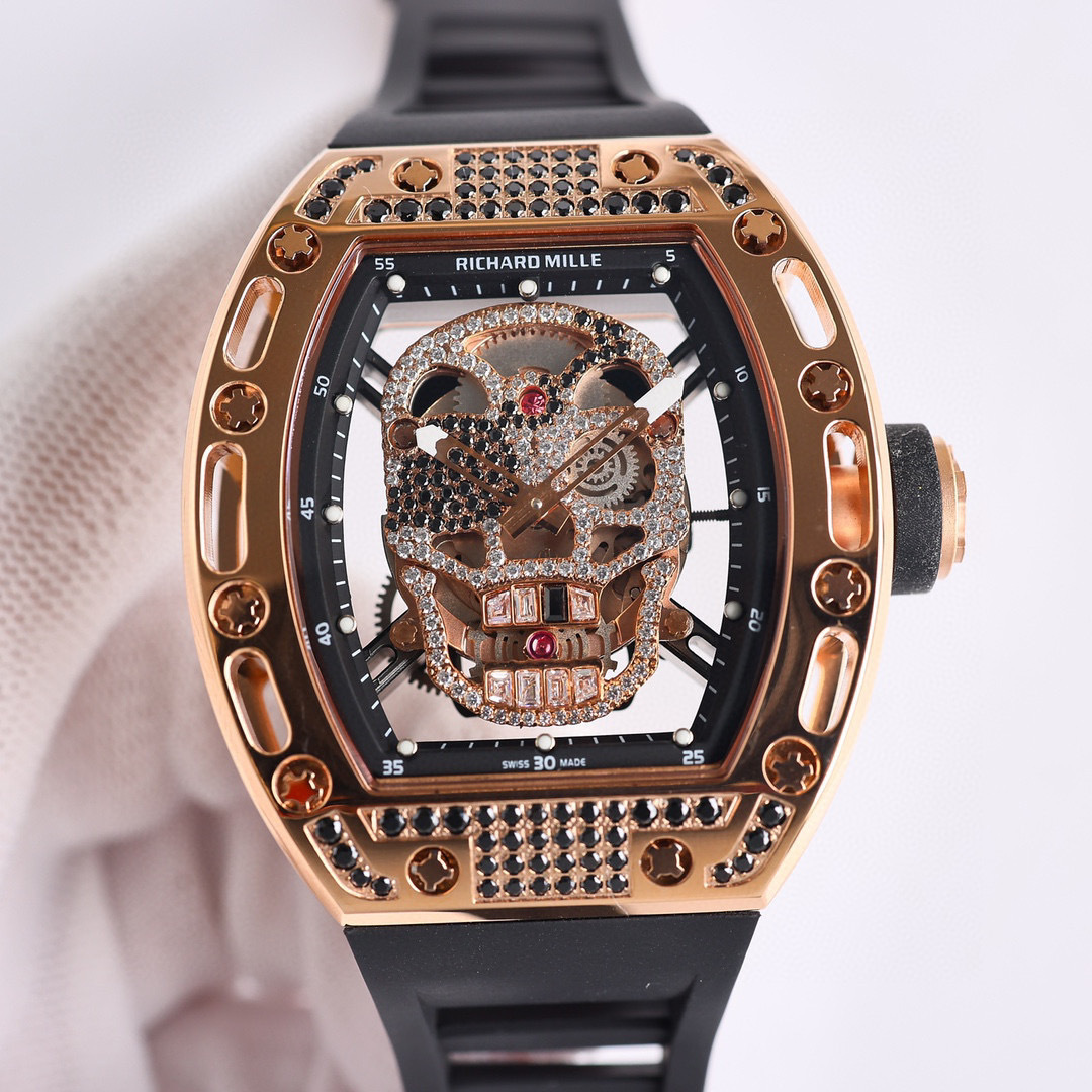 Top-grade watches 07876 Richard Mille 1:1 RM 052 Skull Tourbillon gold-plated watch