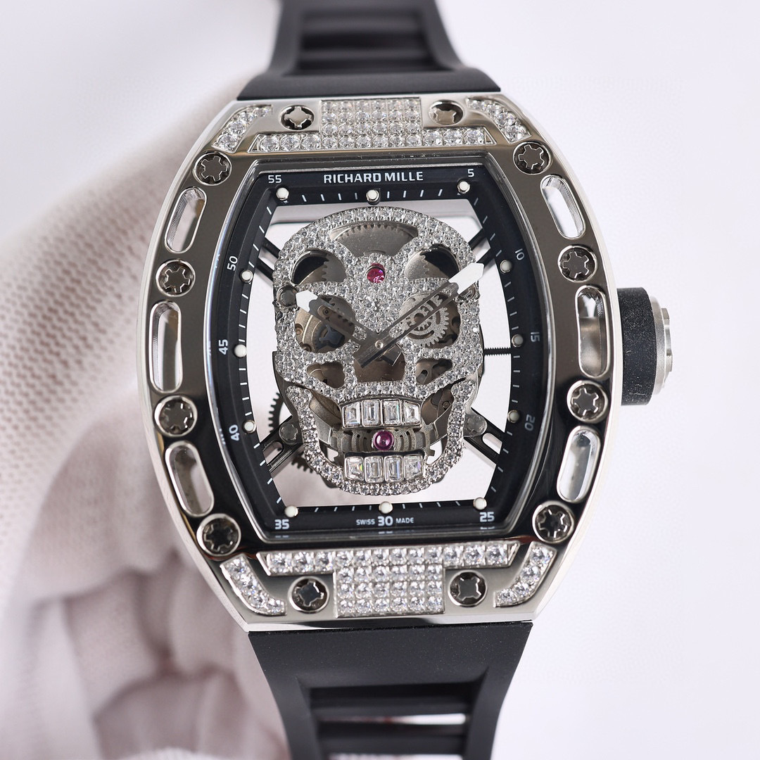 Top-grade watches 07939 Richard Mille Replica 1:1 RM052 Skull Diamond Diamond Watch