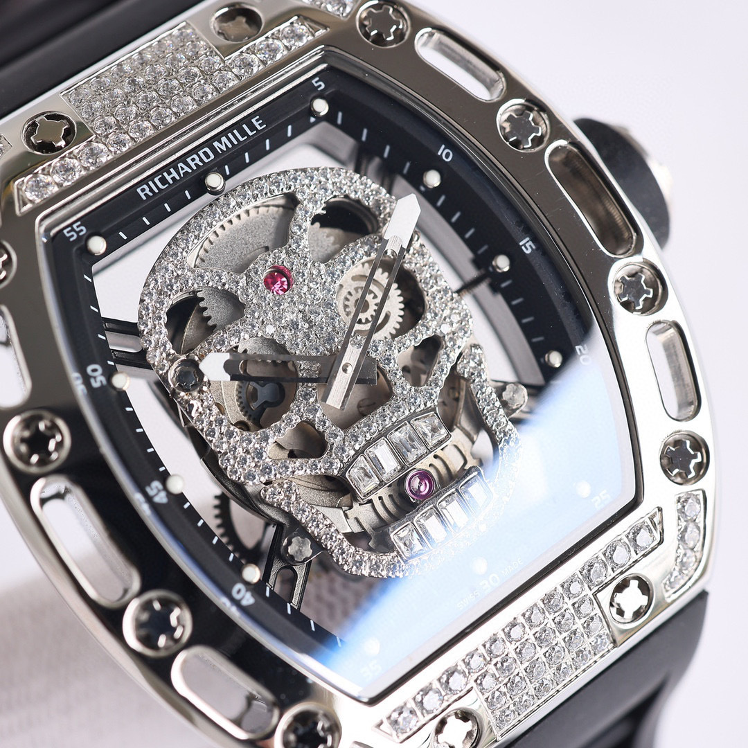 Top-grade watches 07939 Richard Mille Replica 1:1 RM052 Skull Diamond Diamond Watch