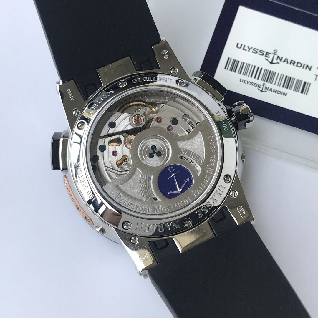 Top-grade watches 08069 Ulysse Nardin El Toro Silver Perpetual Calendar GMT Platinum Rubber