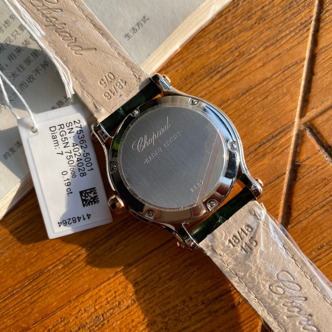 Chopard Happy Sport Roma Edition 18k RG & SS Green Dial 30mm Watch 278573-6031