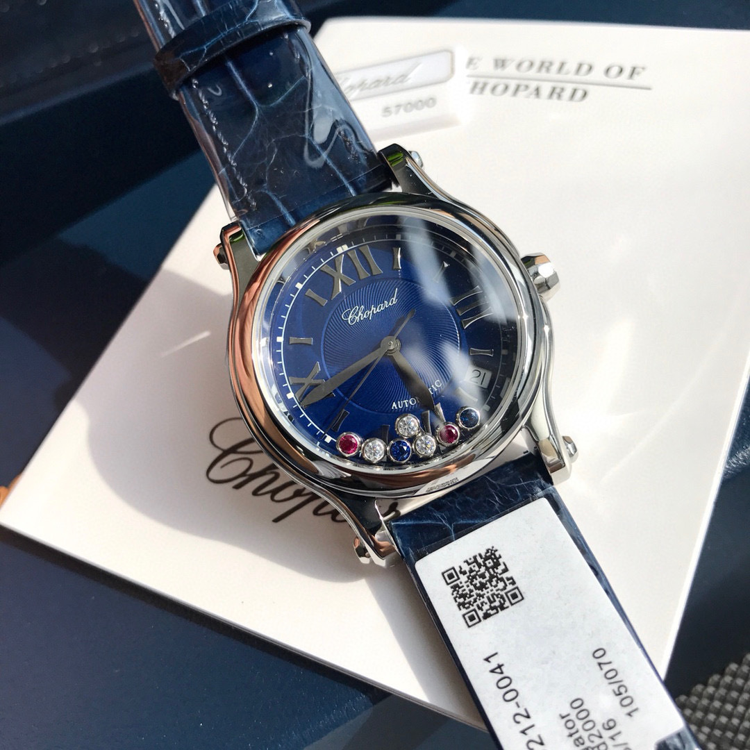 Chopard Happy Sport R. 8347 Stainless Steel, Natural Ruby Yellow & Blue Sapphire