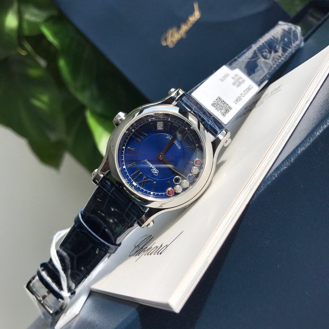 Chopard Happy Sport R. 8347 Stainless Steel, Natural Ruby Yellow & Blue Sapphire