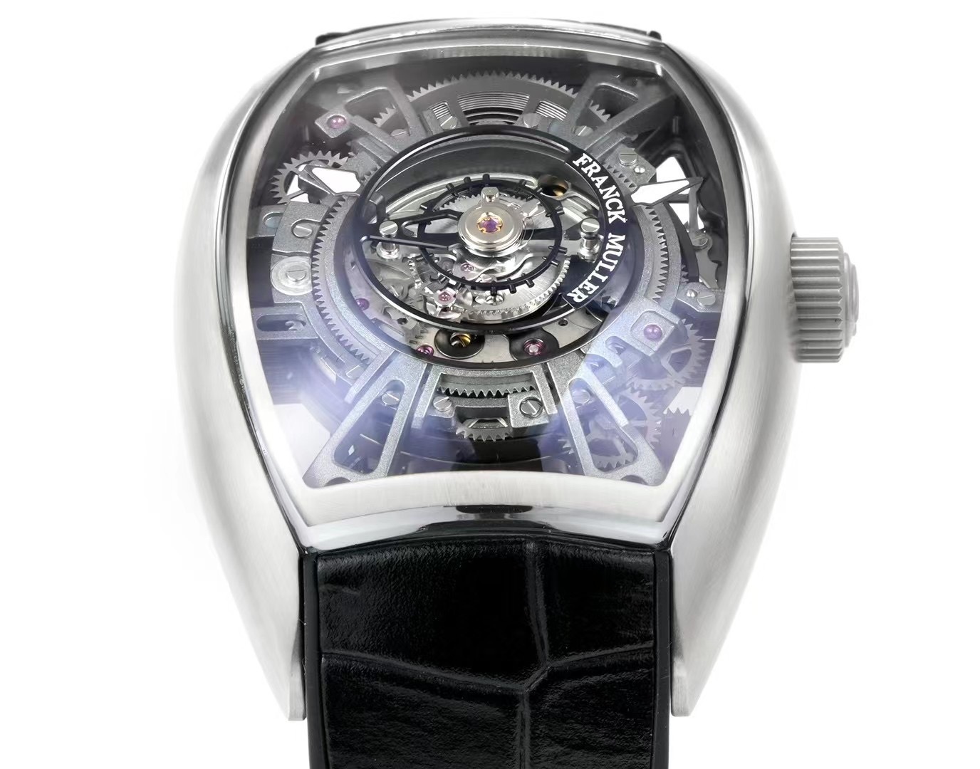 Franck Muller Curvex CX Grand Central Tourbillon Skeleton CX 36 T CTR SQT AC TTNRBR Rep  Steel Case Watch