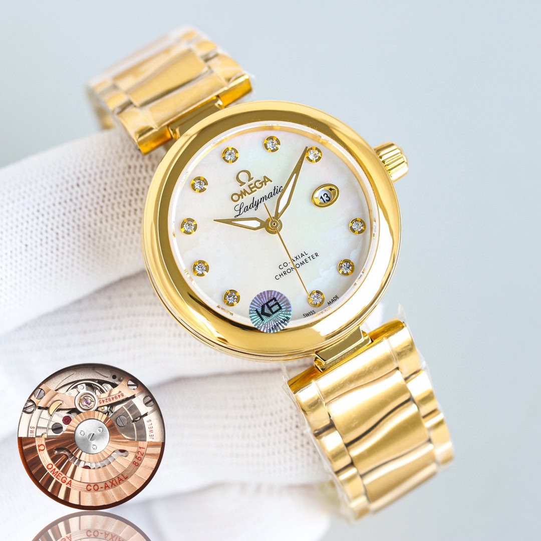 Omega De Ville Ladymatic Rose Gold Black Dial 34mm 425.60.34.20.51.001