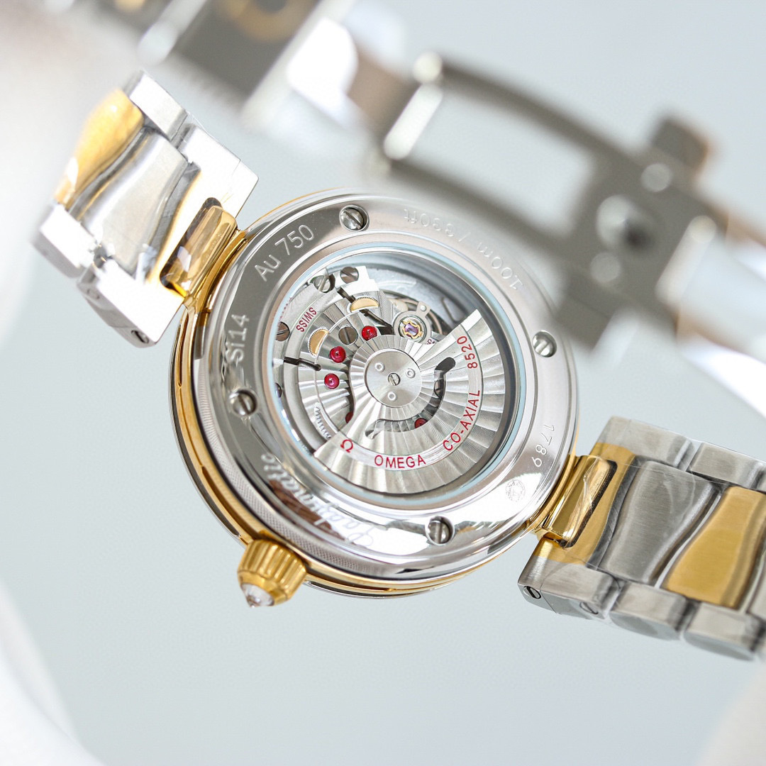 Omega De Ville Ladymatic Blue MOP Diamond Dial Ladies Watch 425.35.34.20.57.002