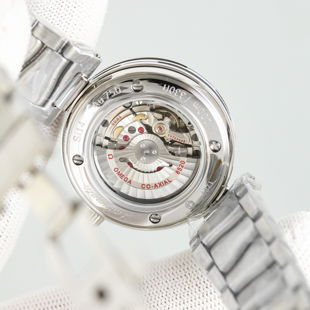 Omega Deville Ladymatic Co-Axial Chronometer Stainless Steel Black Face Watch