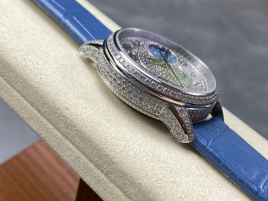 Top-notch watch 00409 Vacheron Constantin Egerie Moon Phase 37mm White Gold Diamond Paved Dial 8006F/000G-B499 - BRAND NEW