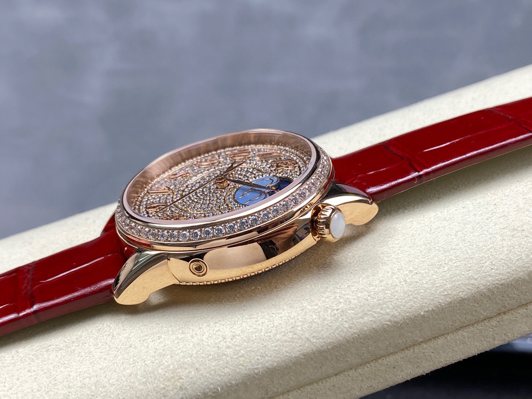 Top-notch watch 00419 Vacheron Constantin Egerie Moon Phase 37mm Pink Rose Gold Diamond Paved Dial 8006F/000R-B976 - BRAND NEW