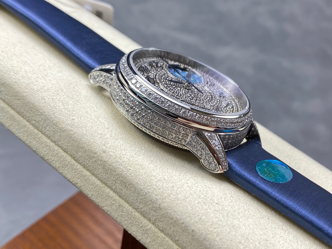 Top-notch watch 00439 Vacheron Constantin Egerie Moon Phase 37mm White Gold Diamond Paved Dial 8006F/000G-B499 - BRAND NEW