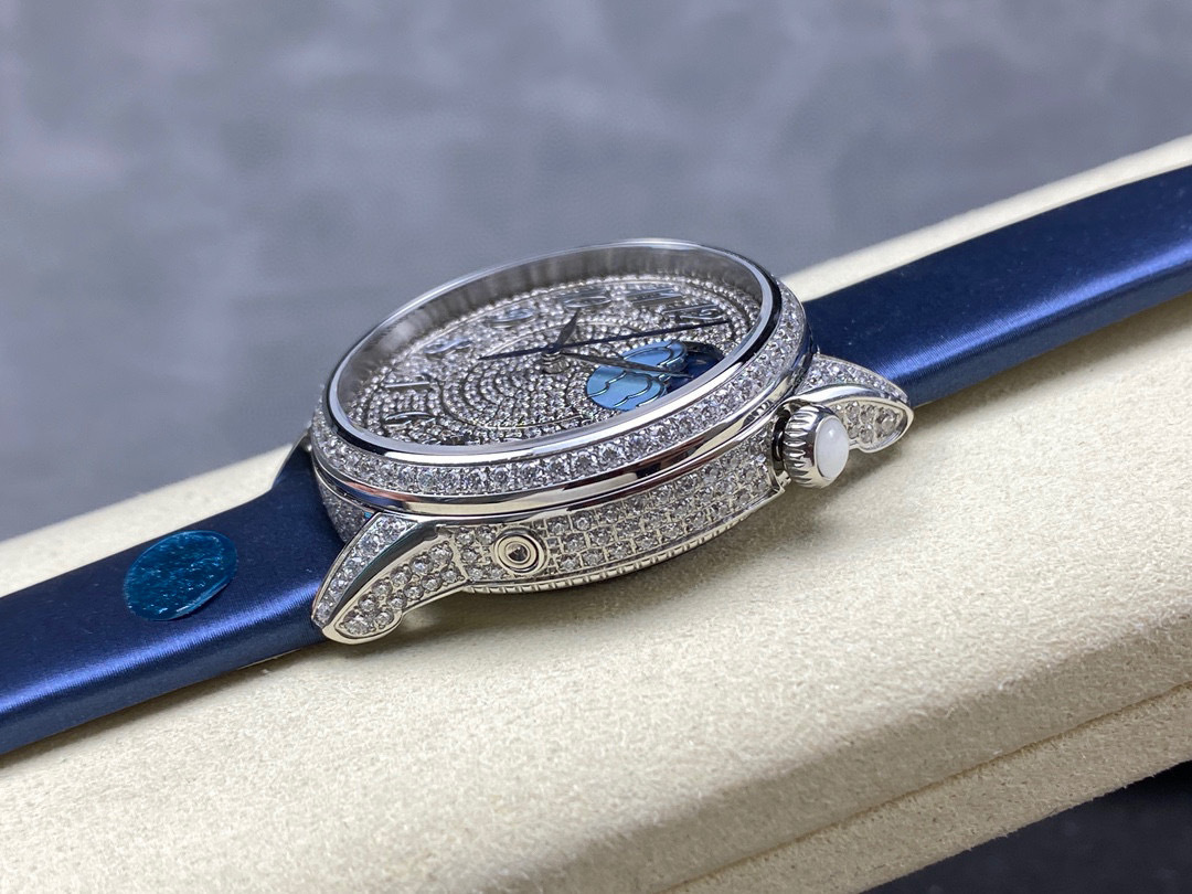 Top-notch watch 00439 Vacheron Constantin Egerie Moon Phase 37mm White Gold Diamond Paved Dial 8006F/000G-B499 - BRAND NEW