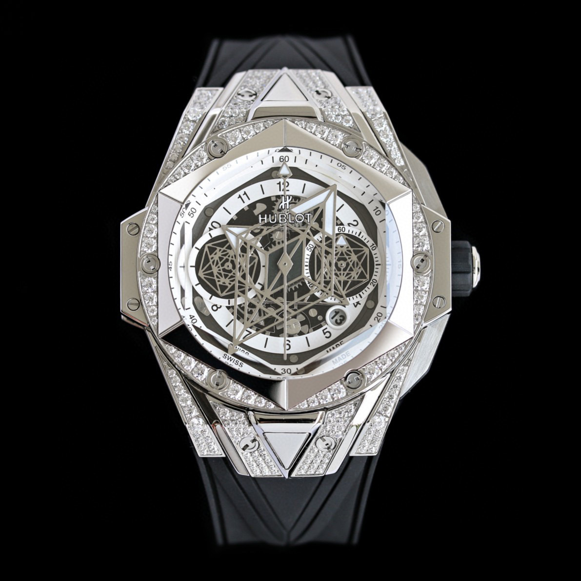 Top-notch watch 00489 Hublot Big Bang Partnerships Sang Bleu II Titanium White Pave 45mm 418.NX.2001.RX.1604.MXM20 – BRAND NEW