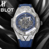 Hublot Big Bang Sang Bleu II Titanium Blue Pave 45mm Watch – Ref: 418.NX.5107.RX.1604.MXM20 – Blue Dial & Diamond Bezel in Titanium Diamond Case, Blue Rubber Strap
