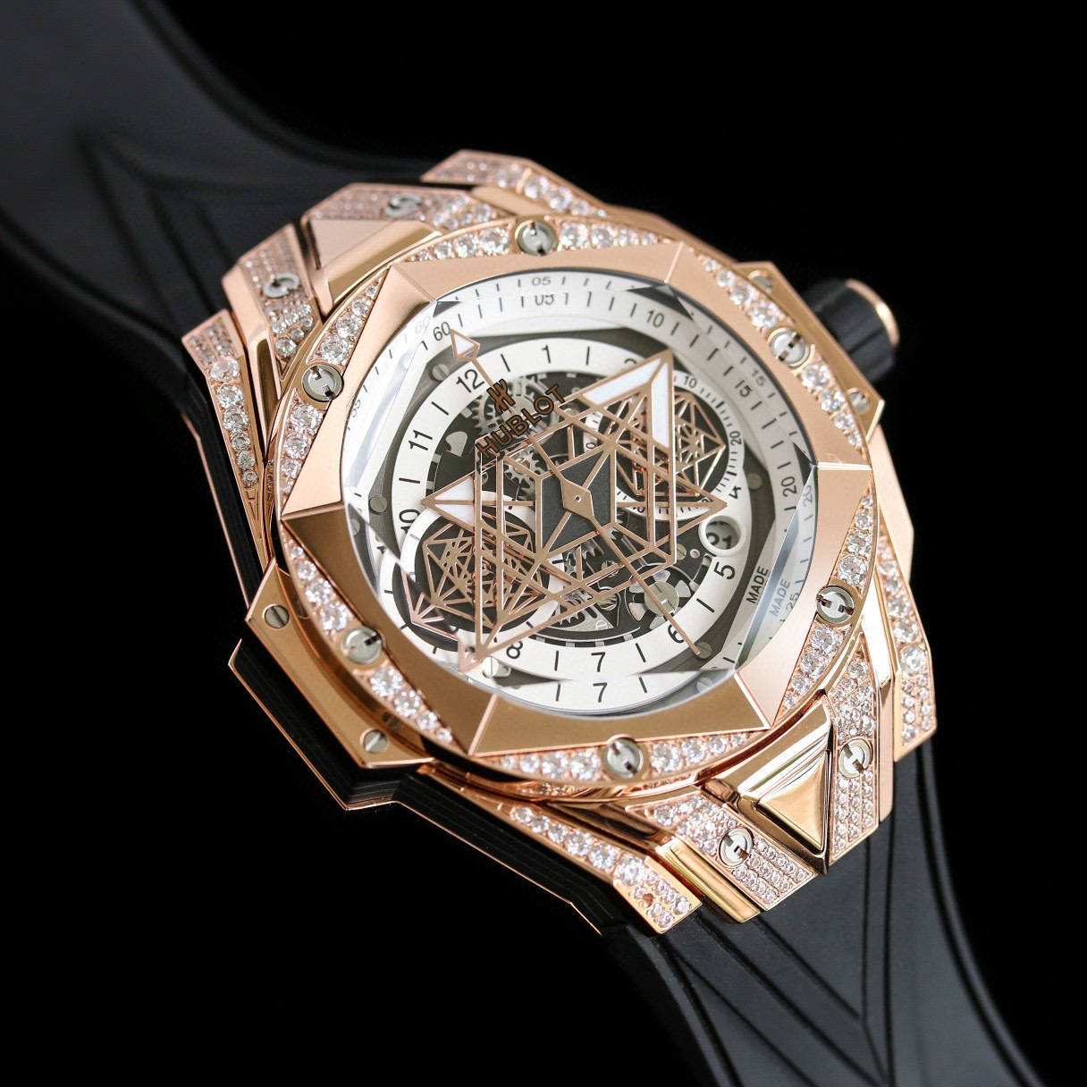 Hublot Big Bang Sang Bleu II King Gold White Watch 45mm Skeleton Dial NEW UNWORN