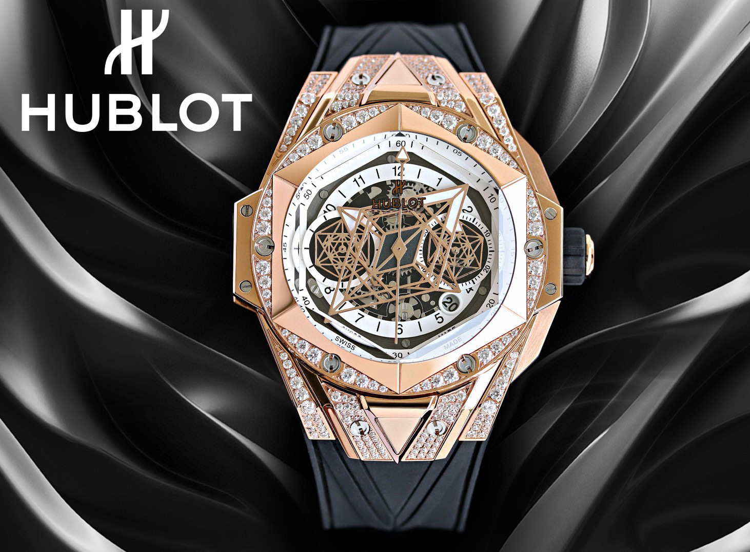 Hublot Big Bang Sang Bleu II King Gold White Watch 45mm Skeleton Dial NEW UNWORN