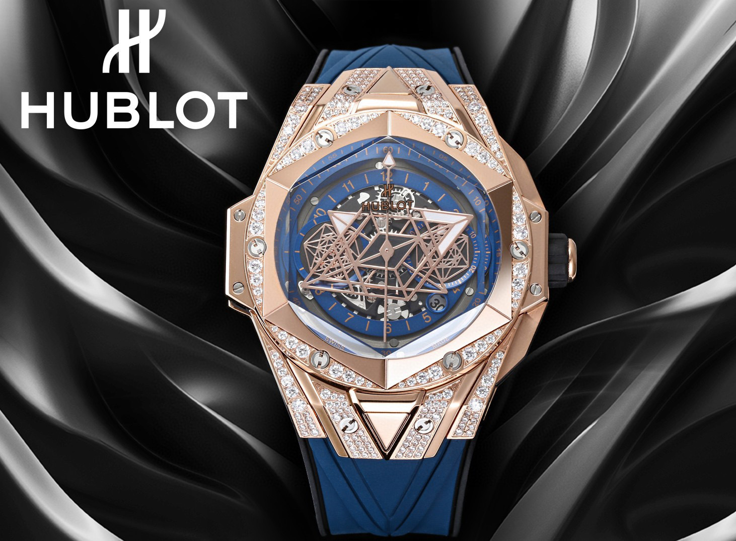 Hublot Big Bang Unico Sang Bleu II King Gold Blue Pavé