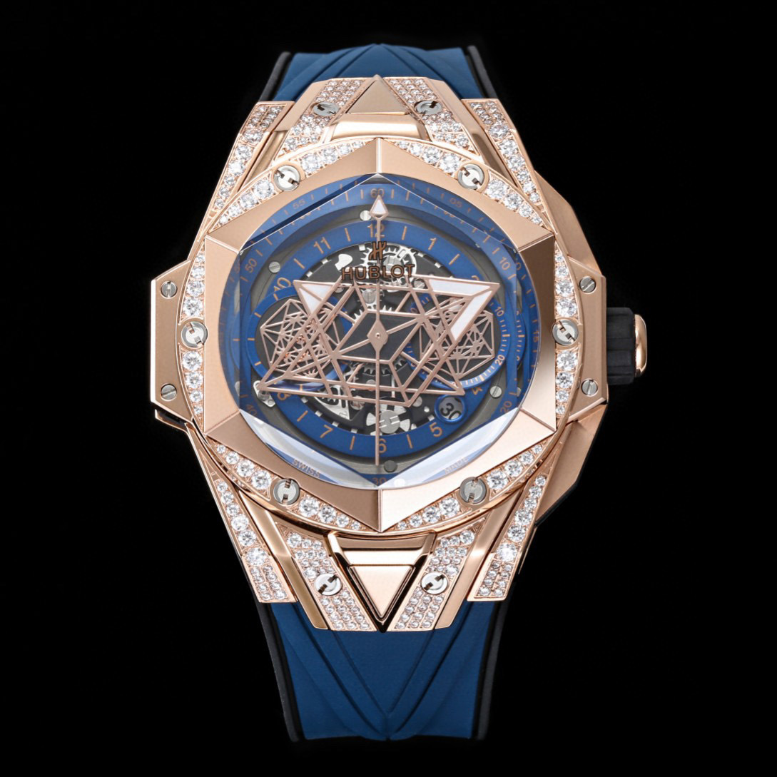 Top-notch watch 00529 Hublot Big Bang Unico Sang Bleu II King Gold Blue Pavé
