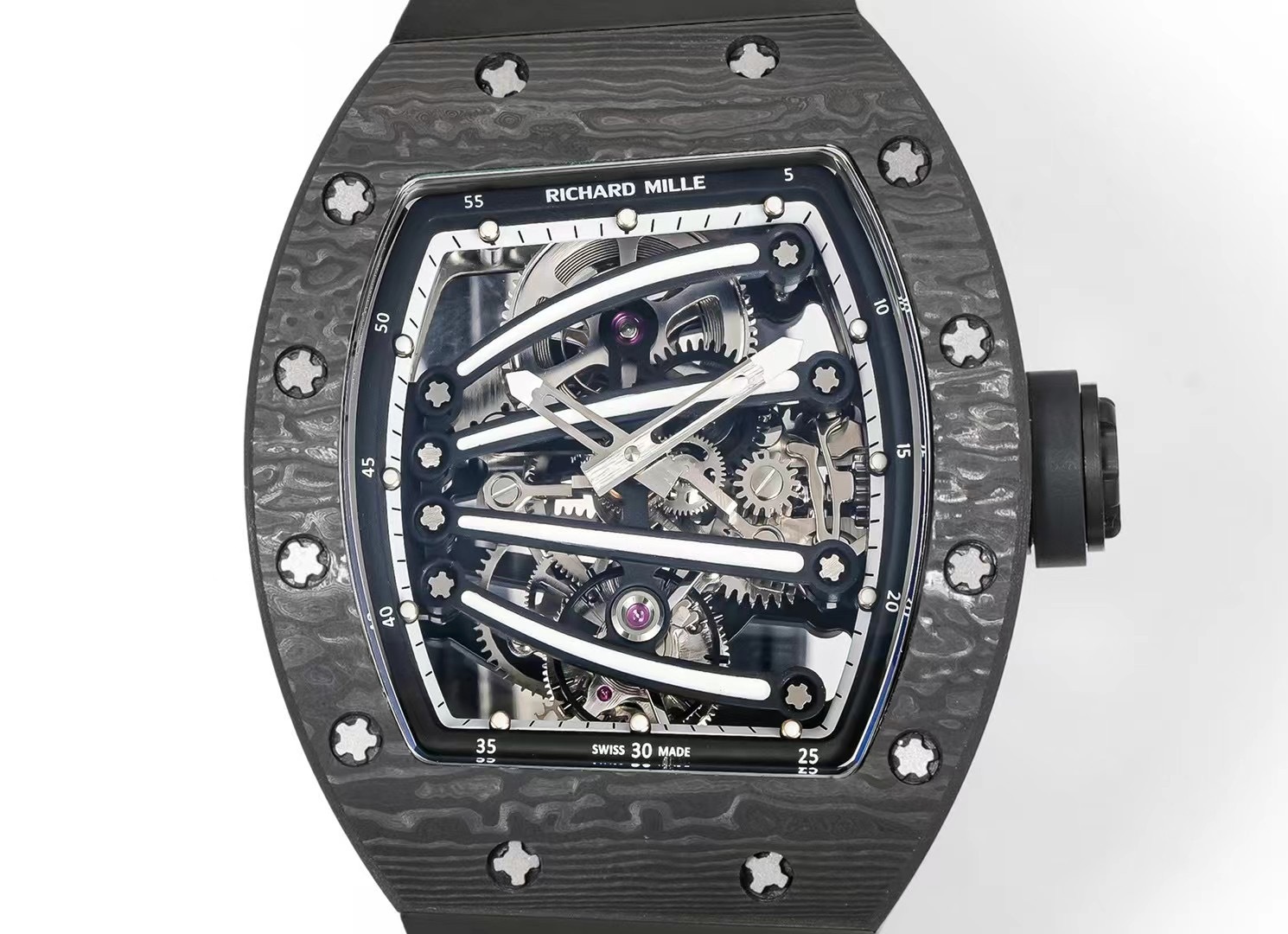 RICHARD MILLE RM59-01 WATCH BLACK CARBON CASE BLACK DIAL TOURBILLON 43x50MM