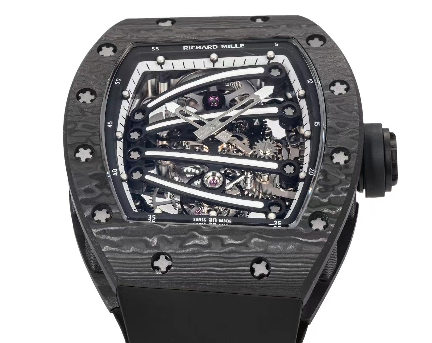 RICHARD MILLE RM59-01 WATCH BLACK CARBON CASE BLACK DIAL TOURBILLON 43x50MM