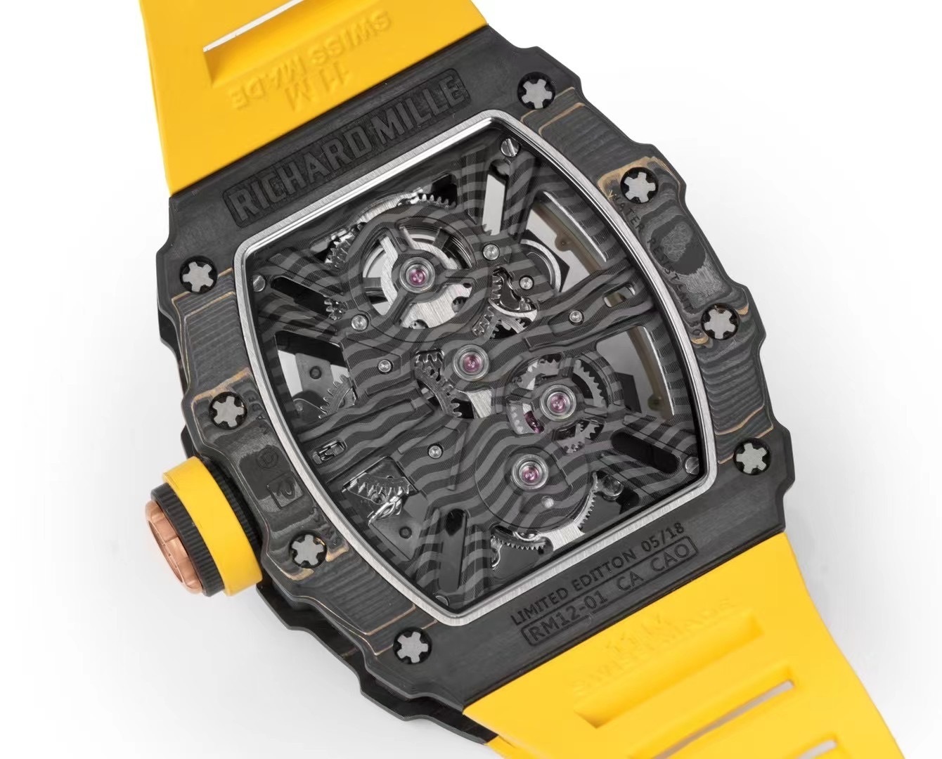 Top-notch watch 00829 Richard Mille watch good price RM 012-01 Carbon TPT Yellow