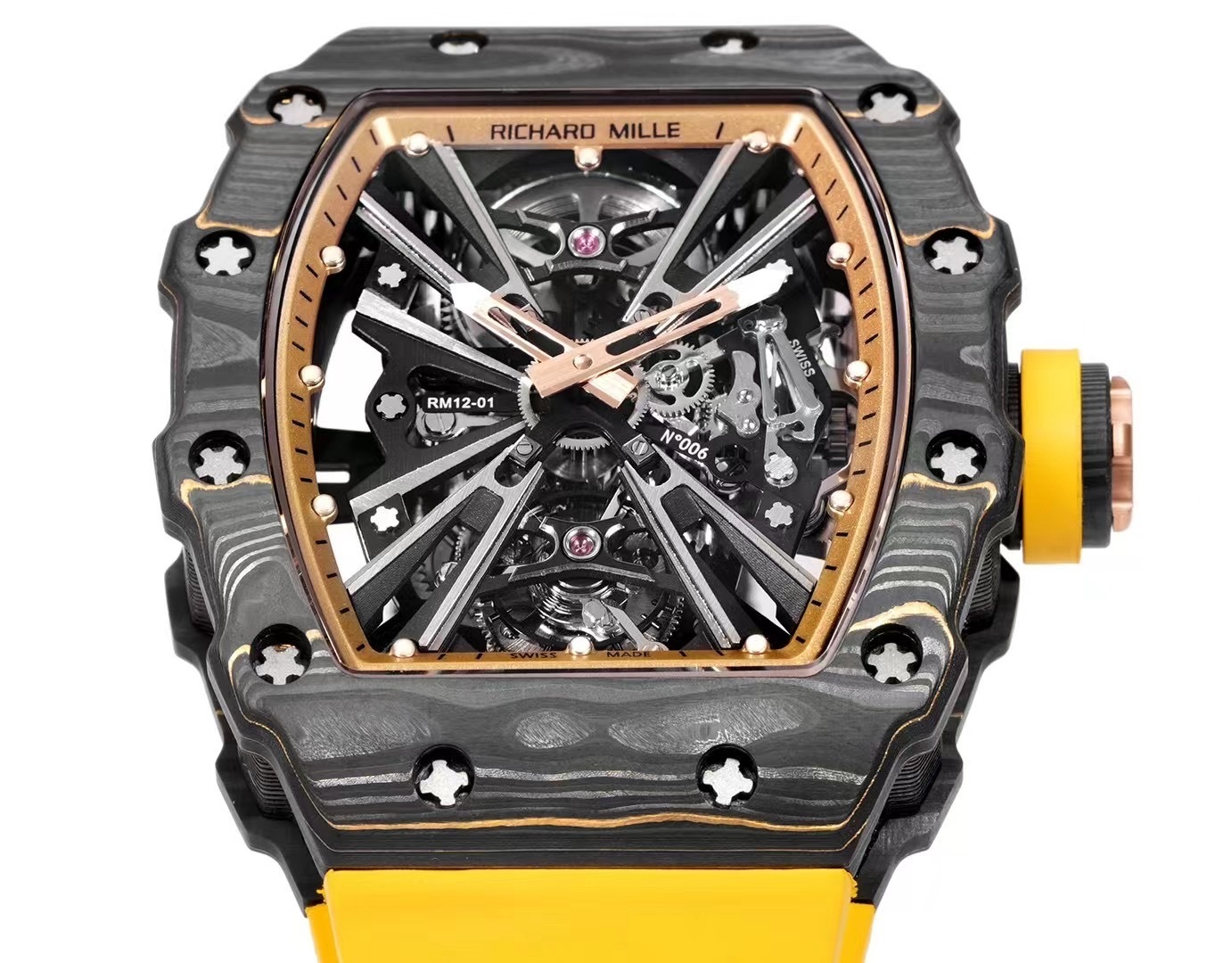 Richard Mille watch good price RM 012-01 Carbon TPT Yellow
