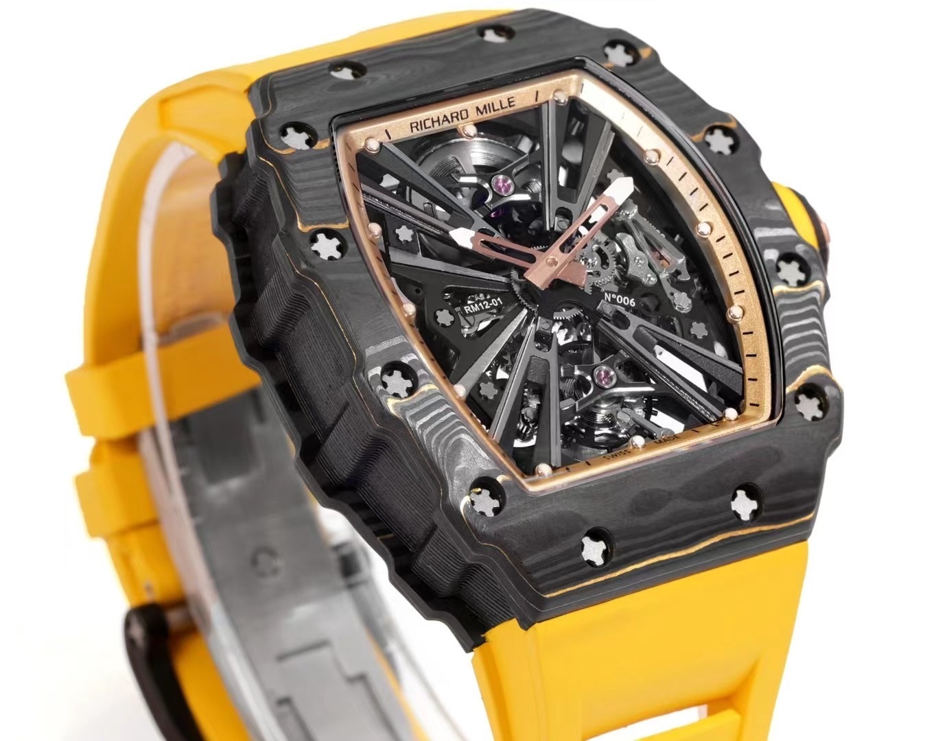 Top-notch watch 00829 Richard Mille watch good price RM 012-01 Carbon TPT Yellow