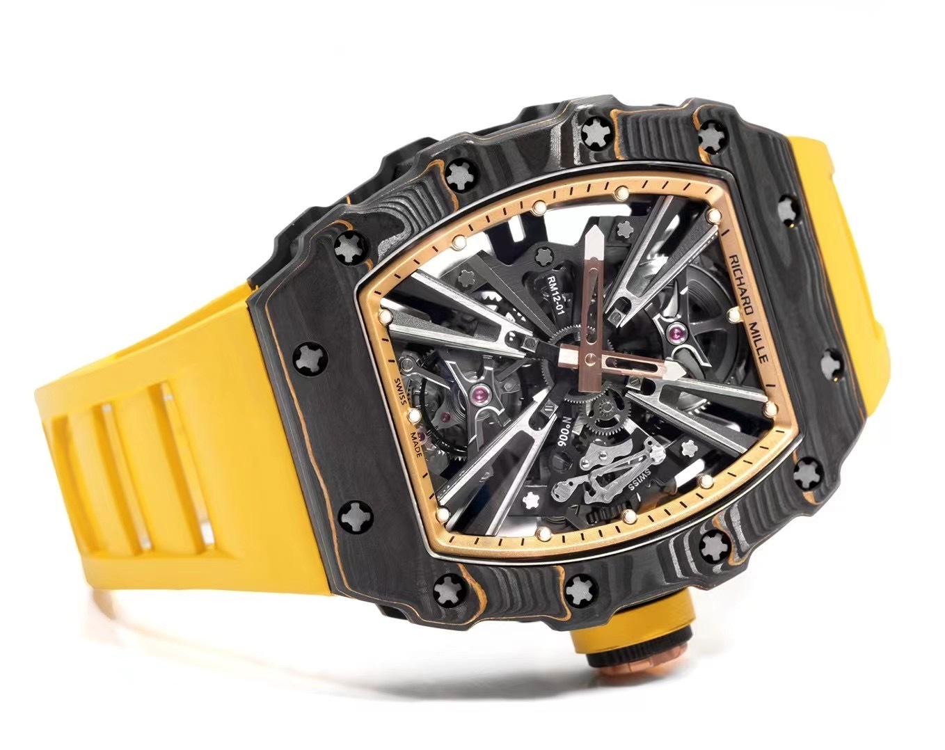 Top-notch watch 00829 Richard Mille watch good price RM 012-01 Carbon TPT Yellow