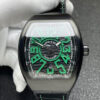 Franck Muller Vanguard Automatic 45mm in PVD Titanium on Black Leather Strap with Black Dial Green Accents 45SCBLKBLKGRN