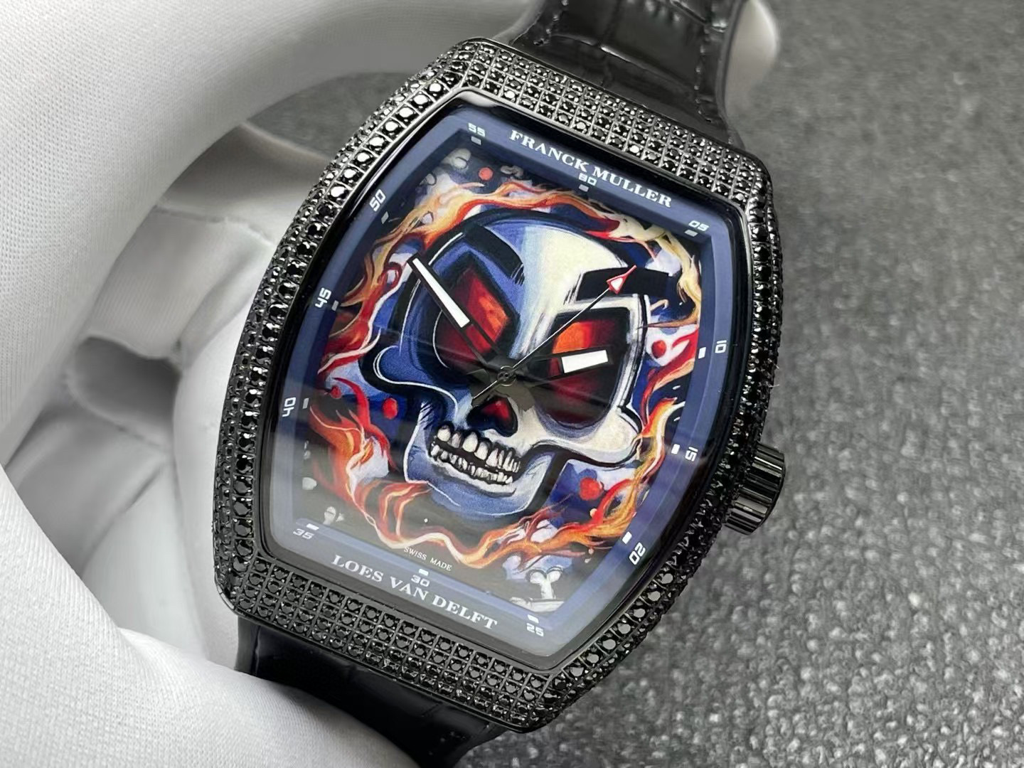 Franck Muller Vanguard Loes Van Delft V43 SC LVD Skull Limited Edition Watch rough black border
