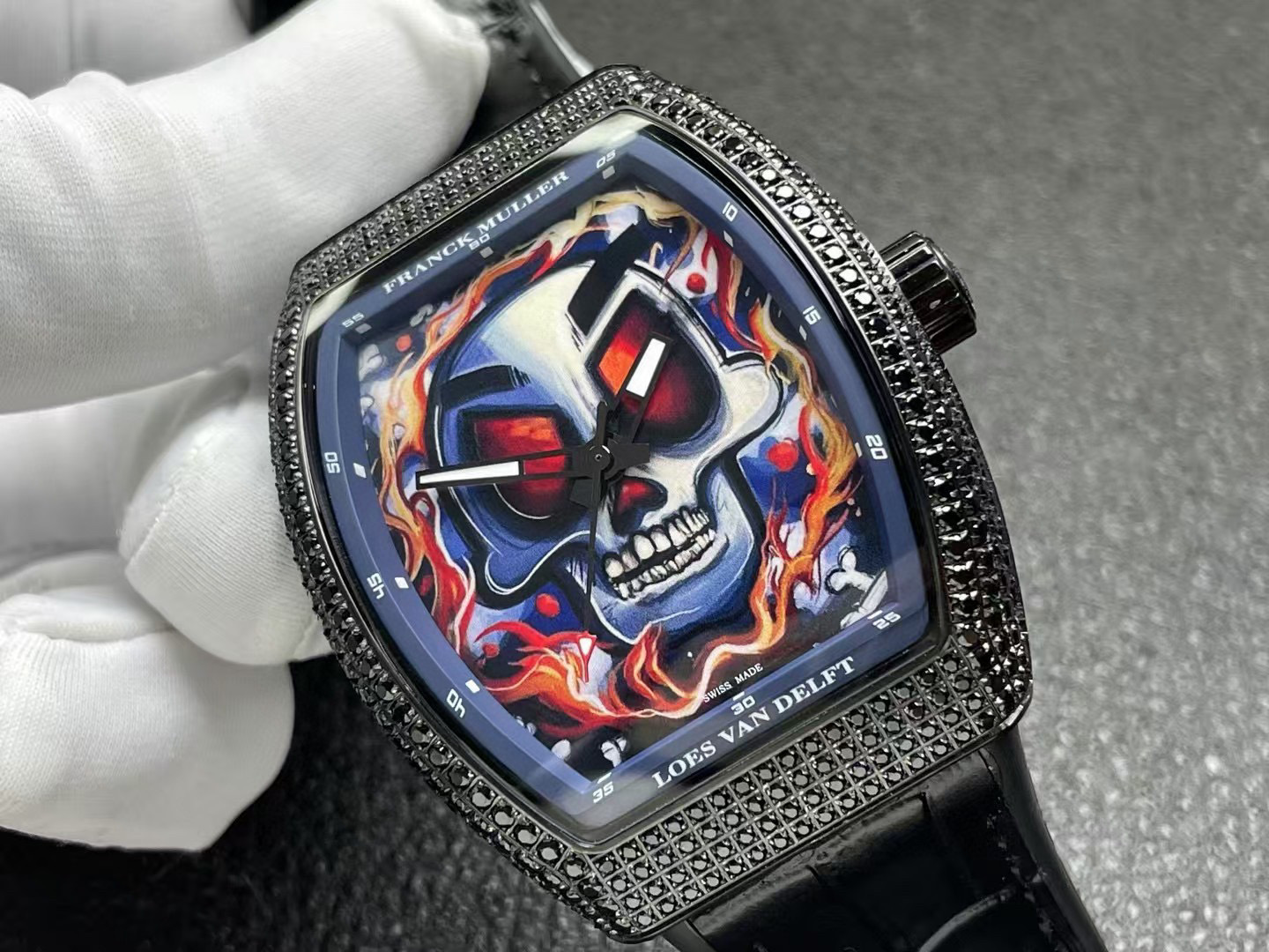 Franck Muller Vanguard Loes Van Delft V43 SC LVD Skull Limited Edition Watch rough black border