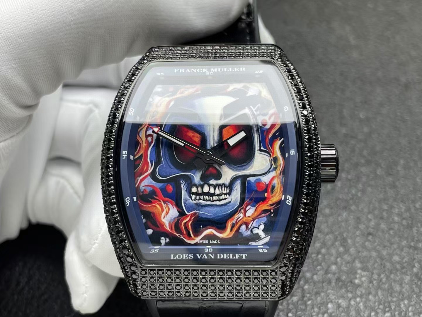 Franck Muller Vanguard Loes Van Delft V43 SC LVD Skull Limited Edition Watch rough black border