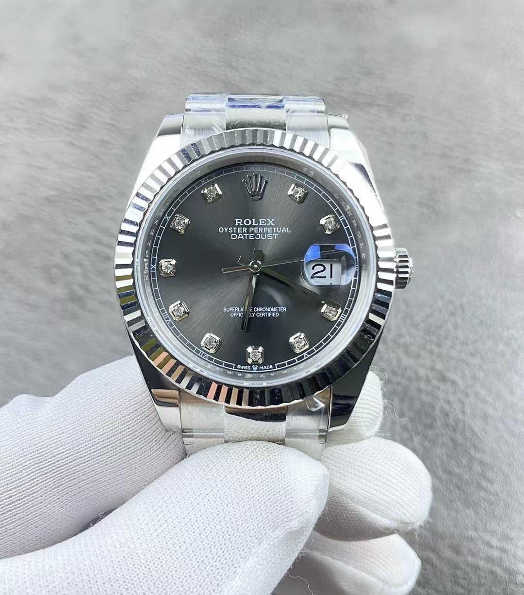 Rolex Datejust II 116334 Steel Rhodium Diamond Dial Automatic Watch Full Set