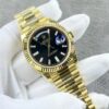 Top watch 00859 Rolex Day-Date 40 President 18k Yellow Gold Black Motif Dial Watch B/P 22823