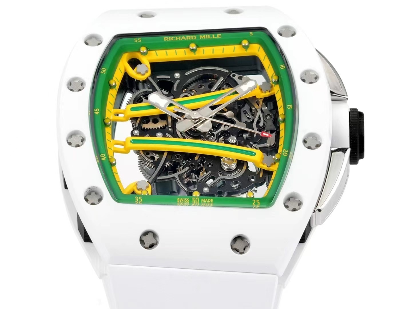 Top watch 00929 Richard Mille RM61-01 Yohan Blake White Ceramic Replica Watch Top Grade 43x50mm