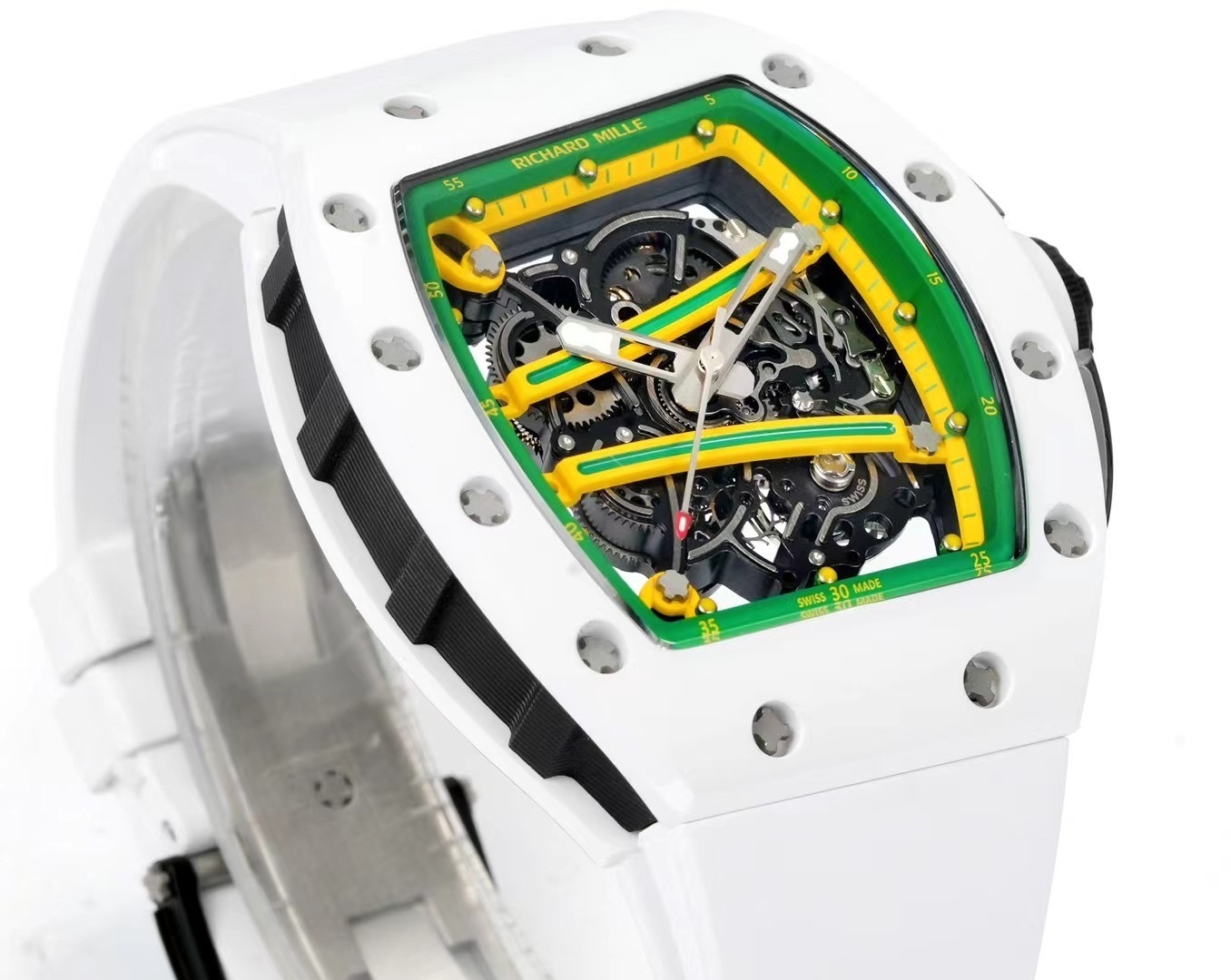 Top watch 00929 Richard Mille RM61-01 Yohan Blake White Ceramic Replica Watch Top Grade 43x50mm