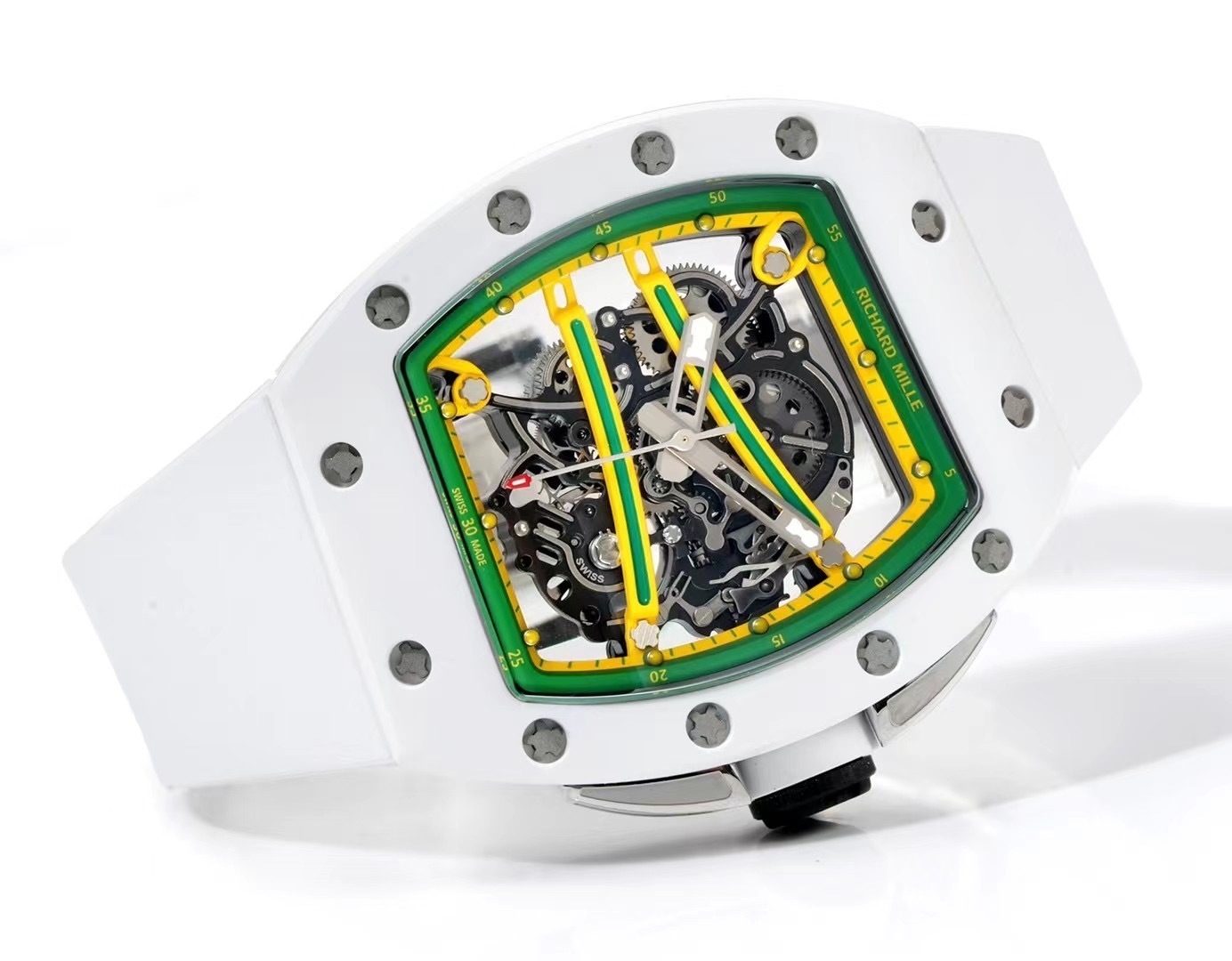 Top watch 00929 Richard Mille RM61-01 Yohan Blake White Ceramic Replica Watch Top Grade 43x50mm