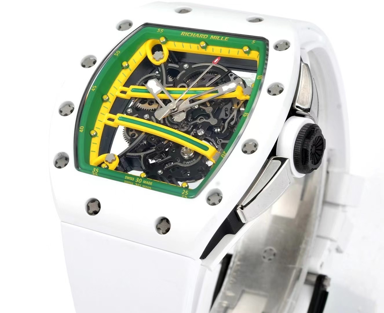 Top watch 00929 Richard Mille RM61-01 Yohan Blake White Ceramic Replica Watch Top Grade 43x50mm
