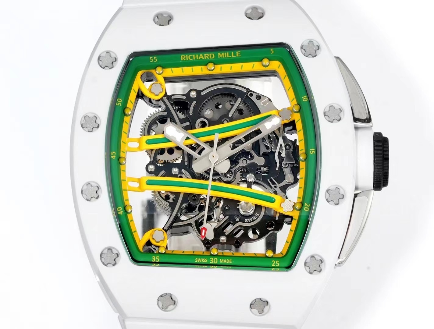 Top watch 00929 Richard Mille RM61-01 Yohan Blake White Ceramic Replica Watch Top Grade 43x50mm