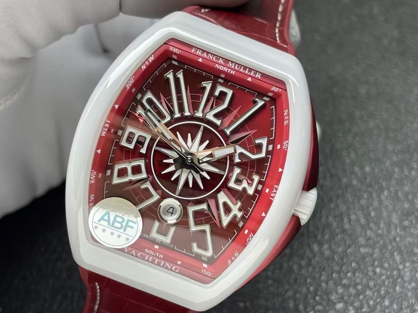 Franck Muller Vanguard Yachting Red Dial Watch, 42.5mm x 52.7mm