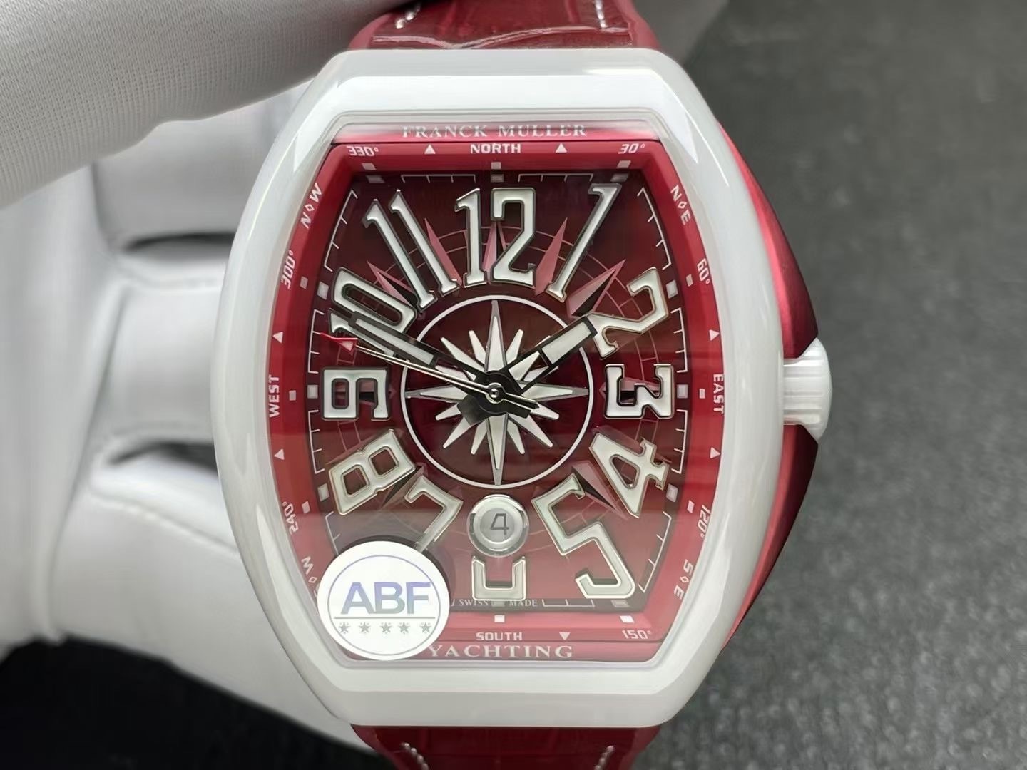 Franck Muller Vanguard Yachting Red Dial Watch, 42.5mm x 52.7mm