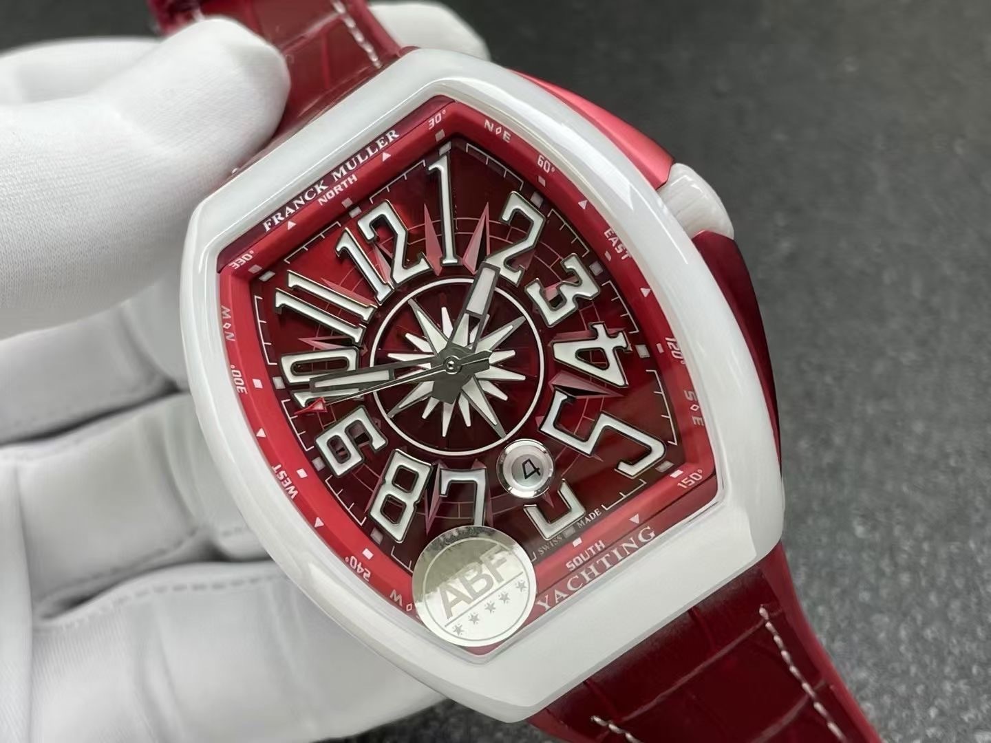 Franck Muller Vanguard Yachting Red Dial Watch, 42.5mm x 52.7mm