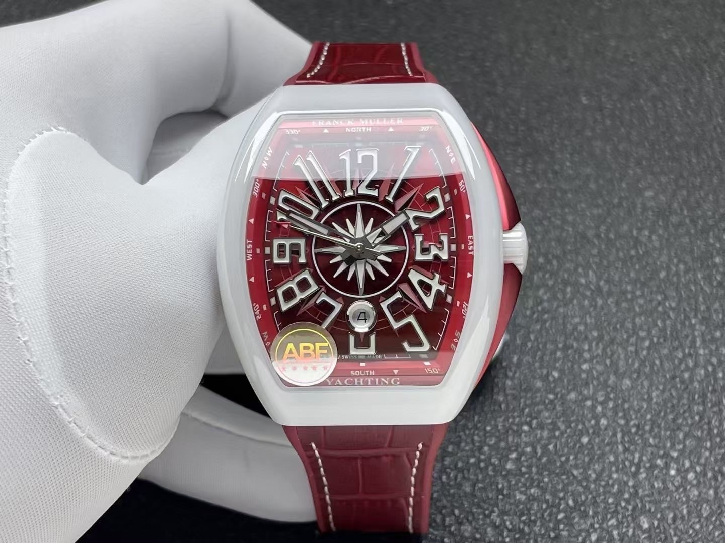 Franck Muller Vanguard Yachting Red Dial Watch, 42.5mm x 52.7mm
