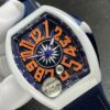 Franck Muller Vanguard V45 White Ceramic Blue Dial Orange